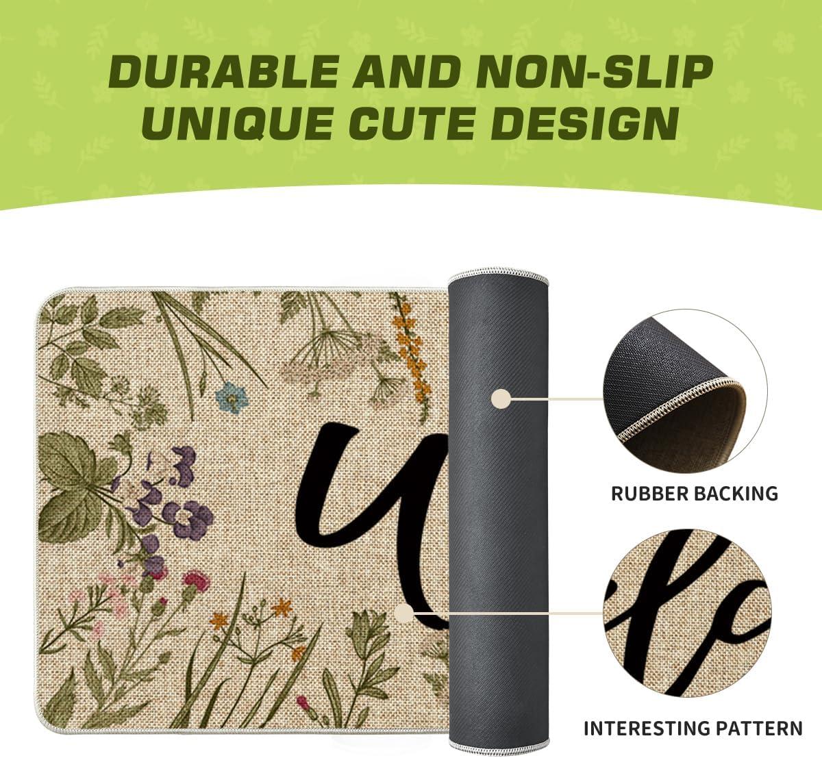 imageArtoid Mode Wild Flowers Welcome Summer Doormat Spring Home Decor LowProfile Switch Rug Door Mat Floor Mat for Indoor Outdoor 17x29 InchBeige