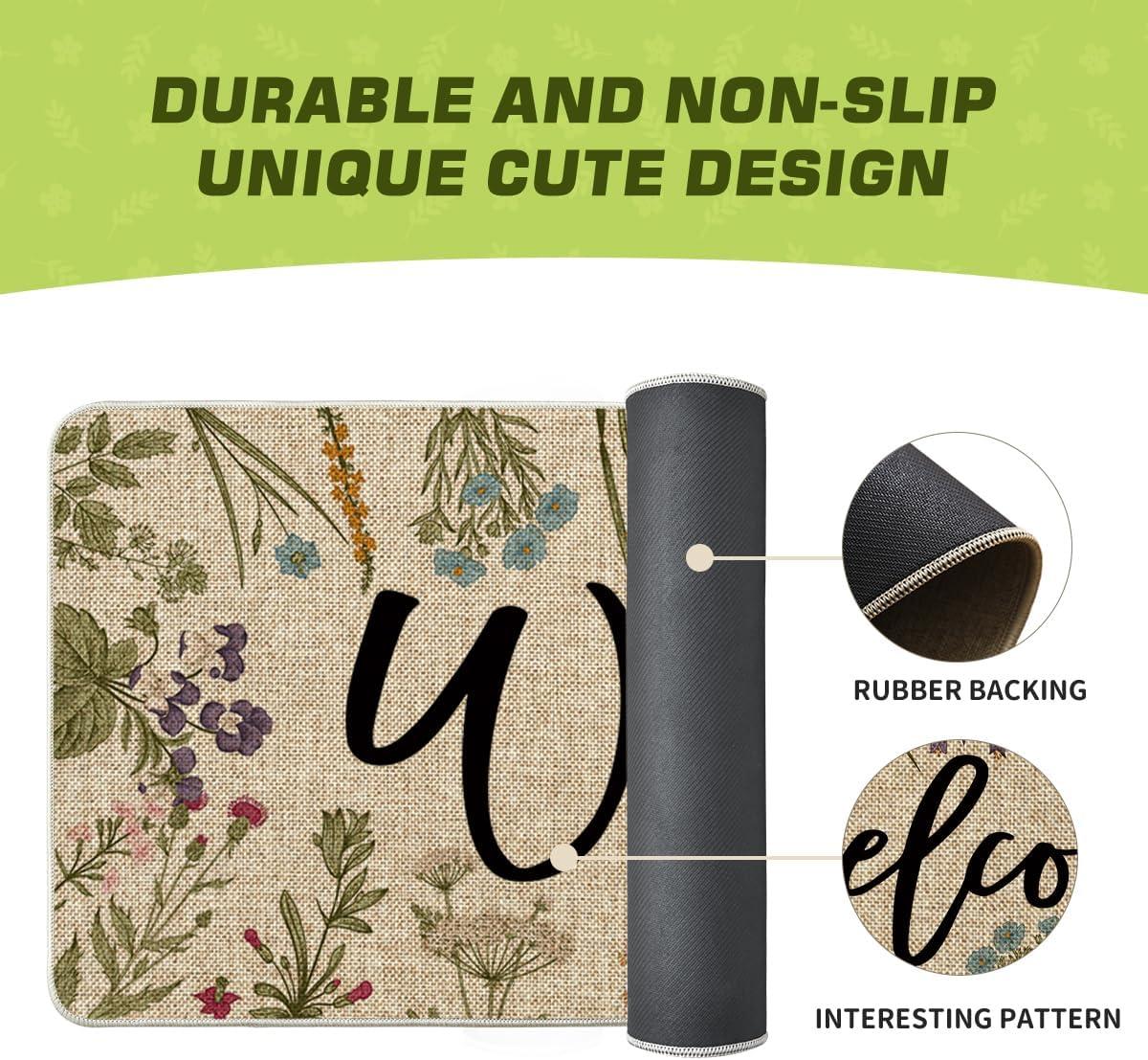 imageArtoid Mode Wild Flowers Welcome Summer Doormat Spring Home Decor LowProfile Switch Rug Door Mat Floor Mat for Indoor Outdoor 17x29 InchBeige