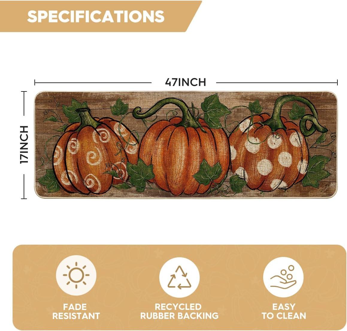 imageArtoid Mode Wood Dot Pumpkin Leaves Fall Doormat Autumn Home Decor LowProfile Switch Rug Door Mat Floor Mat for Indoor Outdoor 17x29 InchBrown