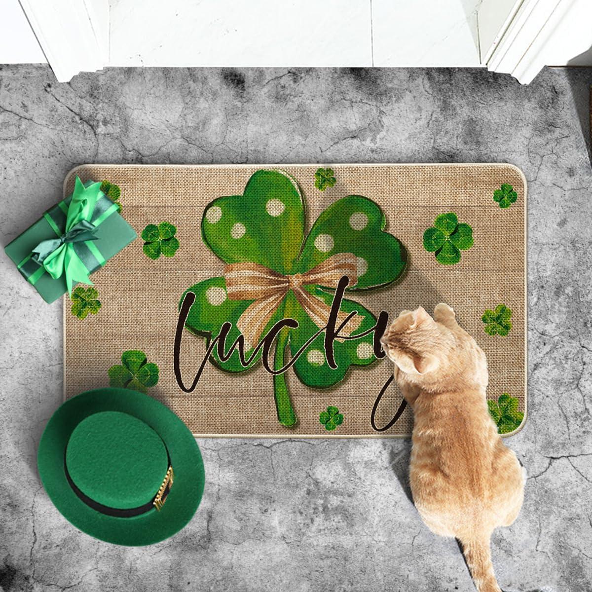 imageArtoid Mode Wood Lucky Shamrock St Patricks Day Doormat Home Decor LowProfile Switch Rug Door Mat Floor Mat for Indoor Outdoor 17x29 Inch