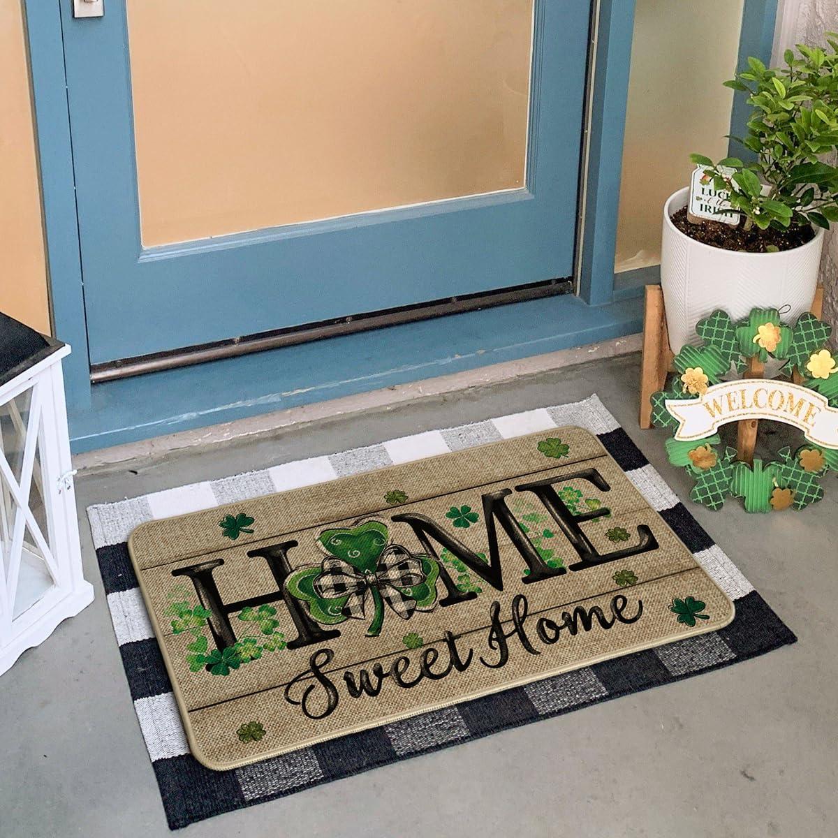 imageArtoid Mode Wood Shamrock Home Sweet Home St Patricks Day Doormat Home Decor LowProfile Switch Rug Door Mat Floor Mat for Indoor Outdoor 17x29 Inch