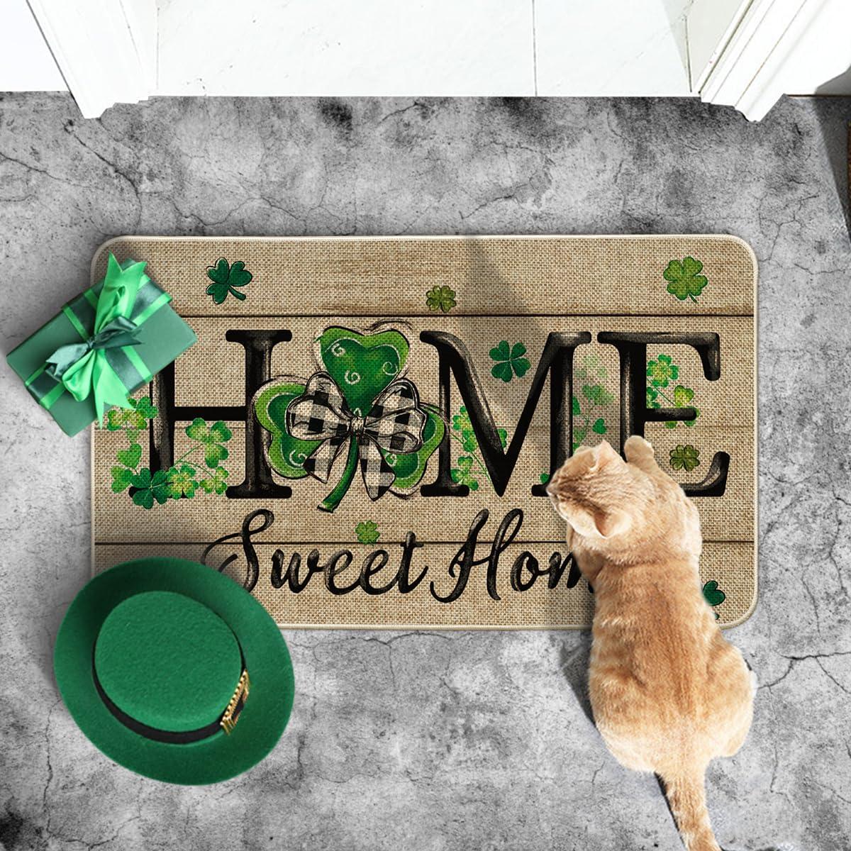 imageArtoid Mode Wood Shamrock Home Sweet Home St Patricks Day Doormat Home Decor LowProfile Switch Rug Door Mat Floor Mat for Indoor Outdoor 17x29 Inch