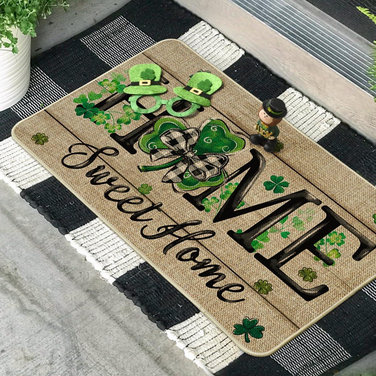 imageArtoid Mode Wood Shamrock Home Sweet Home St Patricks Day Doormat Home Decor LowProfile Switch Rug Door Mat Floor Mat for Indoor Outdoor 17x29 Inch