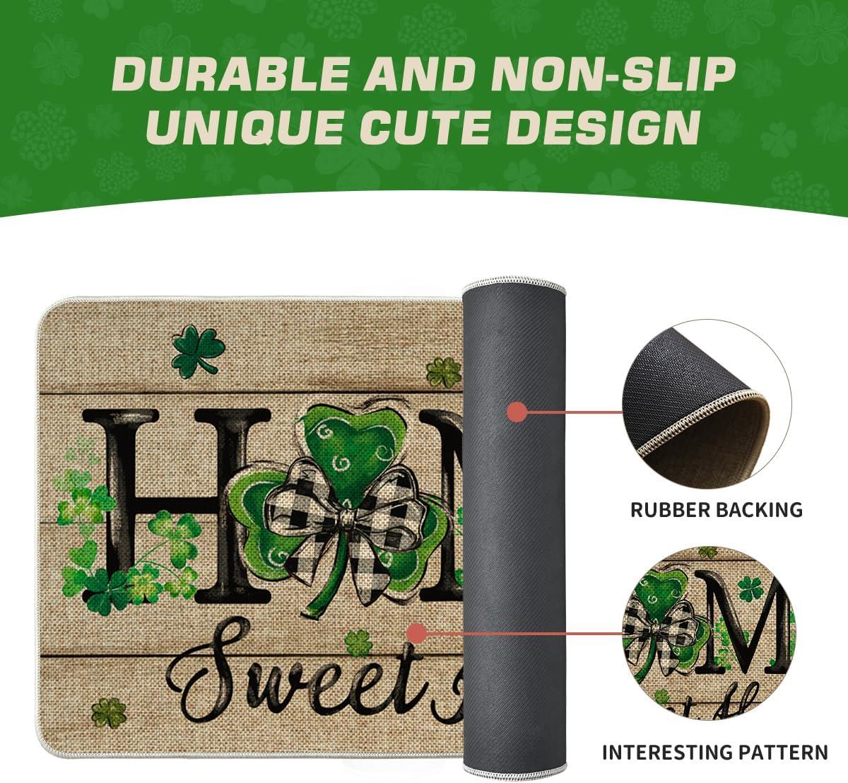 imageArtoid Mode Wood Shamrock Home Sweet Home St Patricks Day Doormat Home Decor LowProfile Switch Rug Door Mat Floor Mat for Indoor Outdoor 17x29 Inch