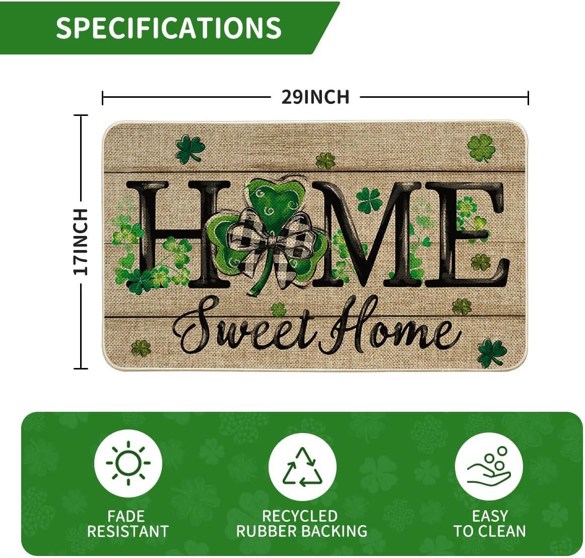 imageArtoid Mode Wood Shamrock Home Sweet Home St Patricks Day Doormat Home Decor LowProfile Switch Rug Door Mat Floor Mat for Indoor Outdoor 17x29 Inch