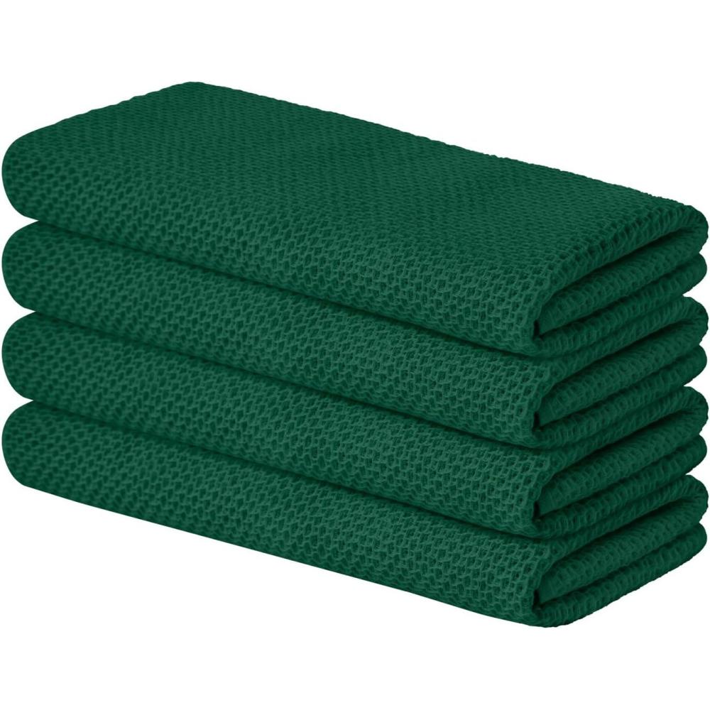 imageArtoid Mode 100 Cotton Navy Blue Waffle Weave Kitchen Dish Cloths 13x28 Inch Ultra Soft Absorbent Quick Drying Kitchen Dish Towels Set of 4Dark Green