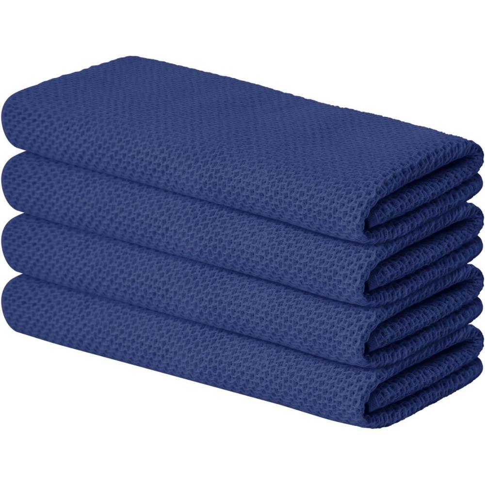 imageArtoid Mode 100 Cotton Navy Blue Waffle Weave Kitchen Dish Cloths 13x28 Inch Ultra Soft Absorbent Quick Drying Kitchen Dish Towels Set of 4Navy Blue