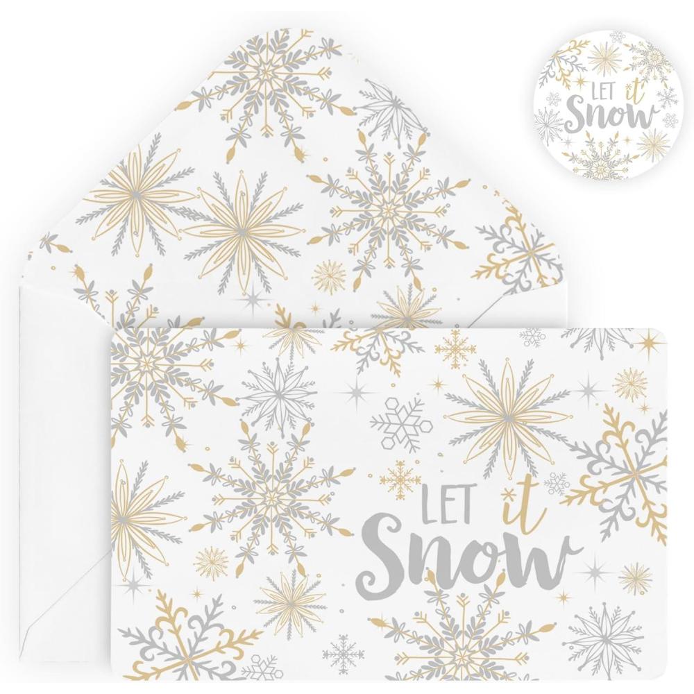 imageArtoid Mode 24 Pack Let It Snow Thank You Cards Winter Snowflakes Greeting Cards Gift With Envelope Sticker Blank Note Cards for Birthday Wedding Baby Shower Bridal Shower 4 x 6 Inch