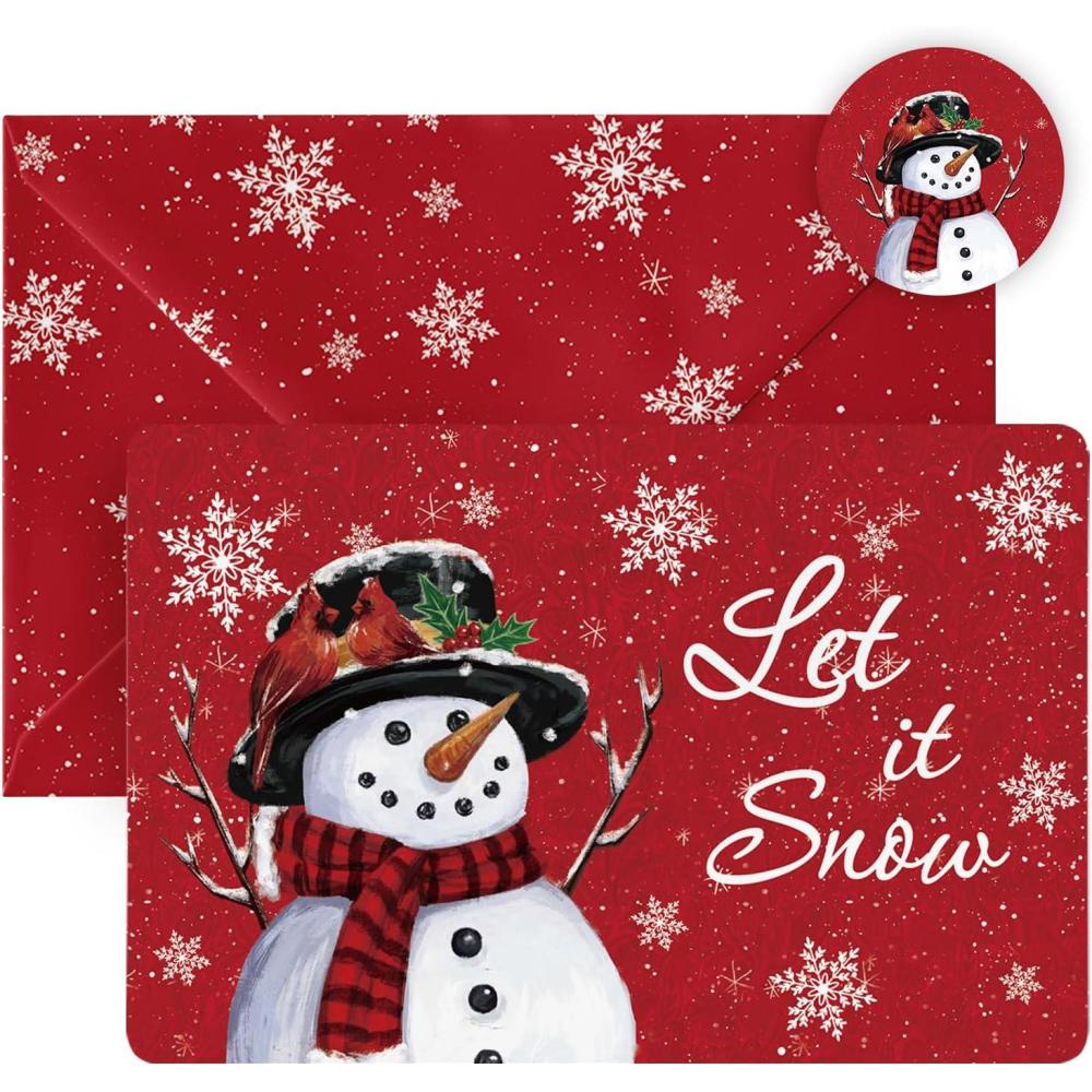 imageArtoid Mode 24 Pack Merry Christmas Thank You Cards Snowflake Snowman Xmas Tree Greeting Cards Gift With Envelope Sticker Blank Note Cards for Birthday Wedding Baby Shower Bridal Shower 4 x 6 Inch