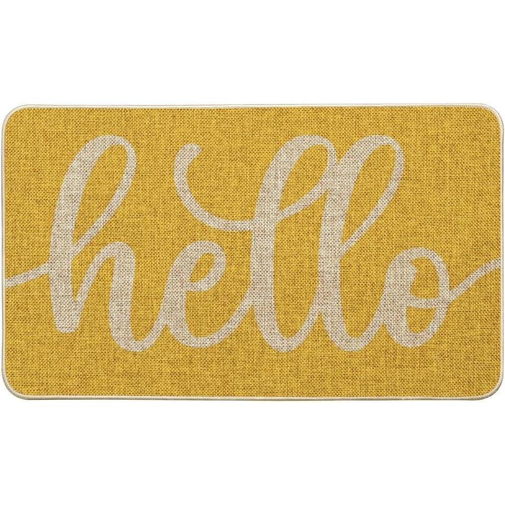 imageArtoid Mode Balck Hello Halloween Doormat Home Decor LowProfile Switch Rug Door Mat Floor Mat for Indoor Outdoor 17x29 InchYellow