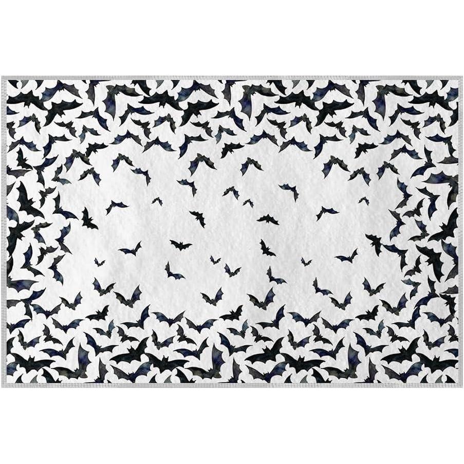 imageArtoid Mode Bat Halloween Door Mat Party Home Decor LowProfile NonSlip Washable Throw Rug for Kitchen Entryway Front Door Bedroom Bathroom Indoor 2x3 FeetWhite