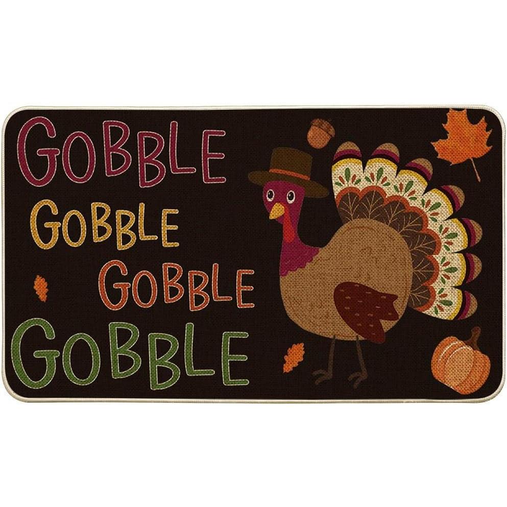 imageArtoid Mode Black Gobble Turkey Thanksgiving Doormat Seasonal Fall Holiday Party LowProfile Floor Mat Switch Mat for Indoor Outdoor 17 x 29 InchBlack