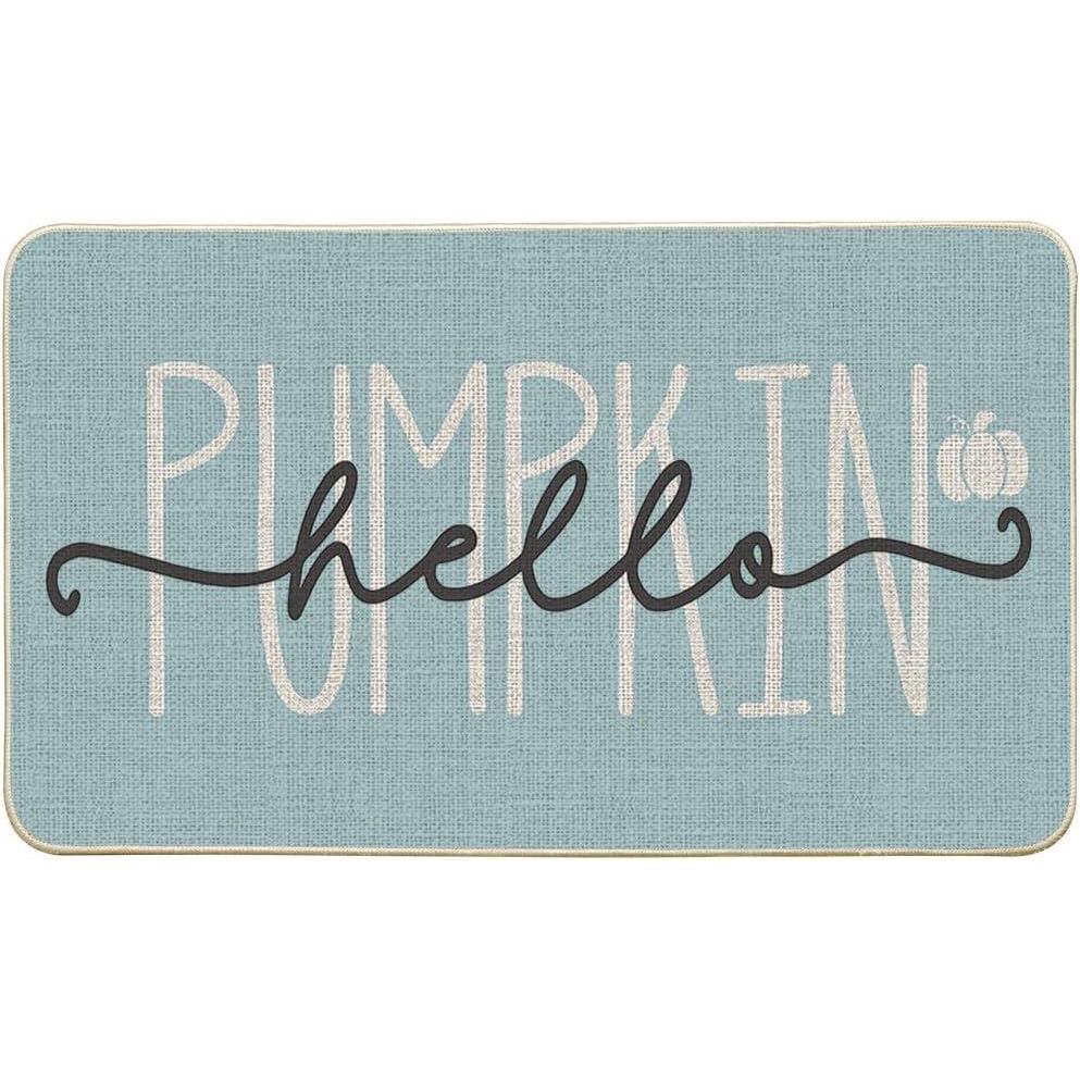 imageArtoid Mode Blue Hello Pumpkin Fall Doormat Home Decor LowProfile Switch Rug Door Mat Floor Mat for Indoor Outdoor 17x29 InchBlue
