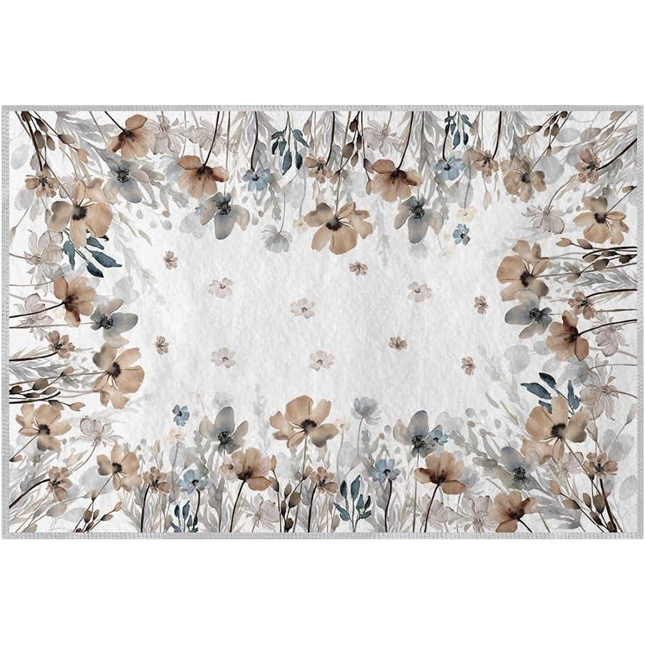 imageArtoid Mode Brown Poppy Leaves Spring Area Rug Summer Home Decor LowProfile Washable Door Mat for Entryway Bedroom Living Room Laundry Room Indoor 2x3 FeetBrown