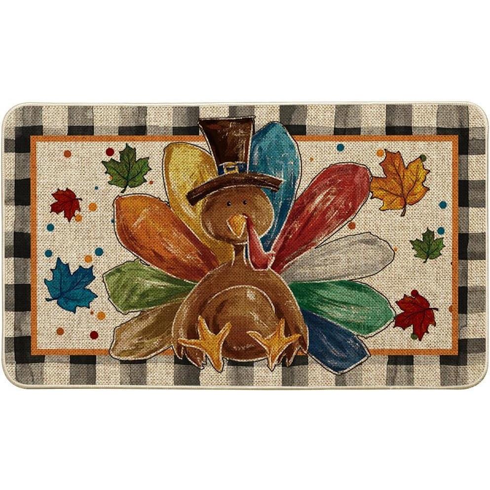 imageArtoid Mode Buffalo Plaid Thanksgiving Doormat Thanksful Maple Leaves Home Decor LowProfile Switch Rug Door Mat Floor Mat for Indoor Outdoor 17x29 Inch