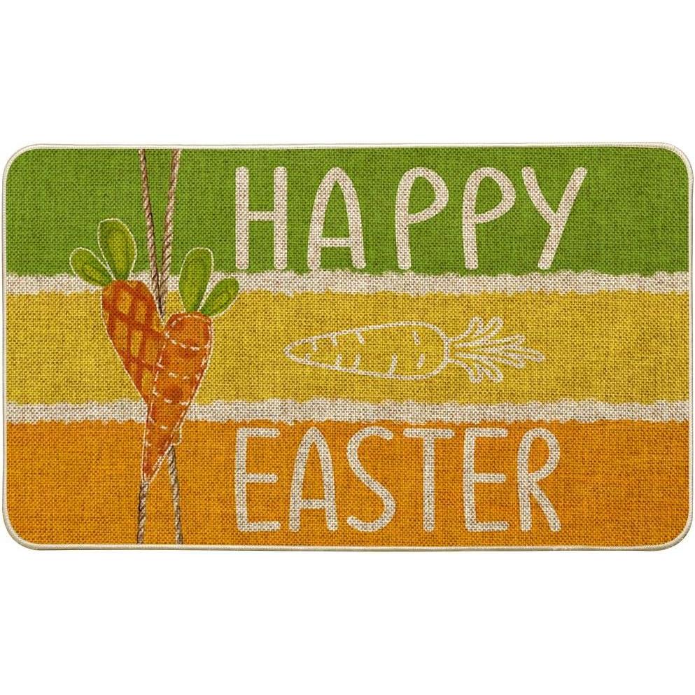 imageArtoid Mode Carrot Happy Easter Doormat Colorful Wood Spring Home Decor LowProfile Switch Rug Door Mat Floor Mat for Indoor Outdoor 17x29 Inch DM084