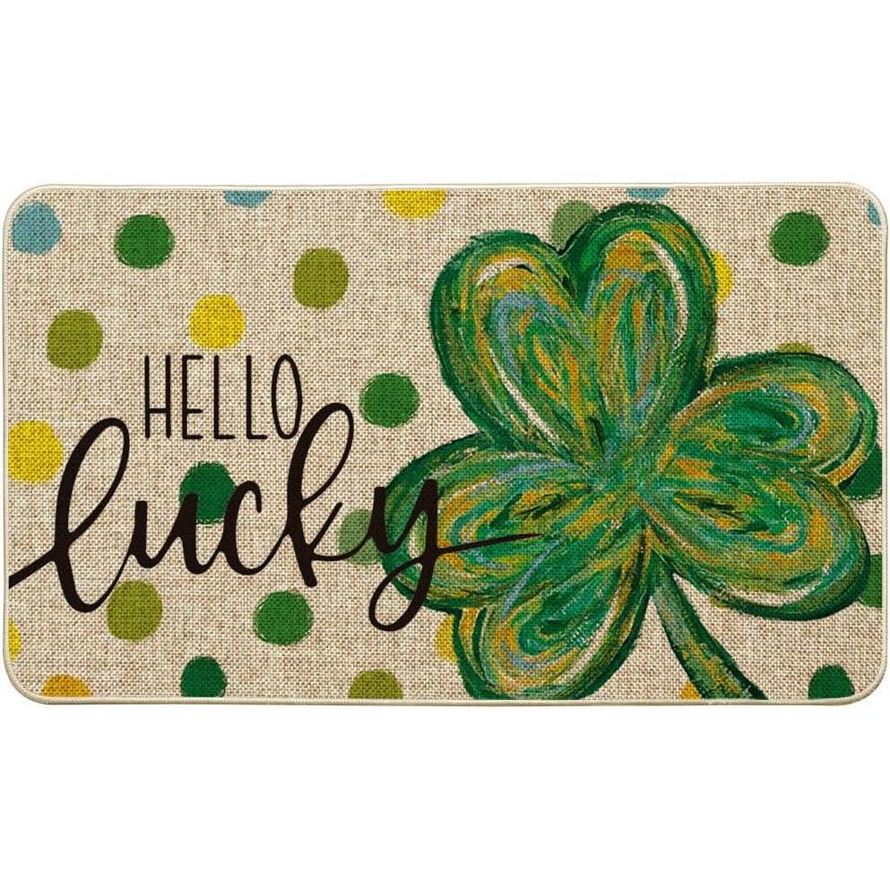 imageArtoid Mode Dot Lucky Shamrock St Patricks Day Doormat Home Decor LowProfile Switch Rug Door Mat Floor Mat for Indoor Outdoor 17x29 Inch
