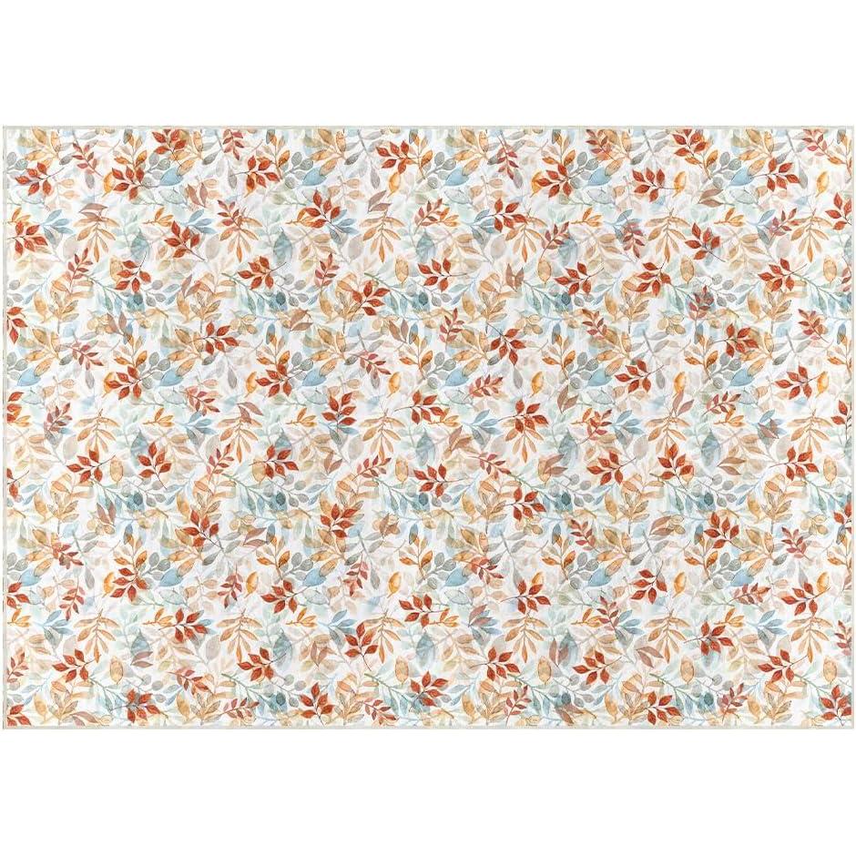imageArtoid Mode Eucalyptus Leaves Fall Area Rug Autumn Thanksgiving Home Decor LowProfile Washable Area Rugs for Entryway Bedroom Living Room Laundry Room Indoor 5x7 FeetOrange