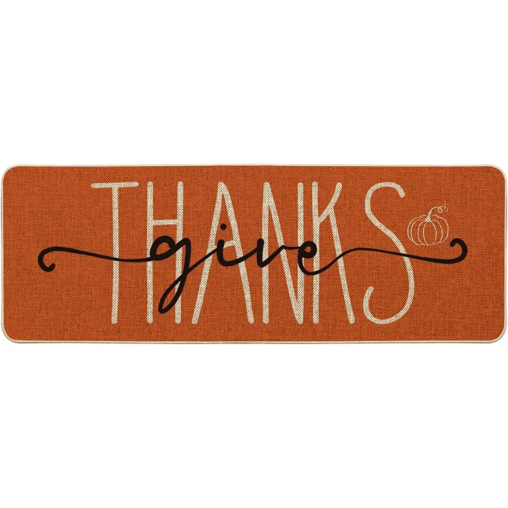 imageArtoid Mode Give Thanks Pumpkin Thanksgiving Welcome Decorative Doormat Seasonal Fall LowProfile Floor Rug Switch Mat for Indoor Outdoor 17x29 Inch15 x 311 Rectangular