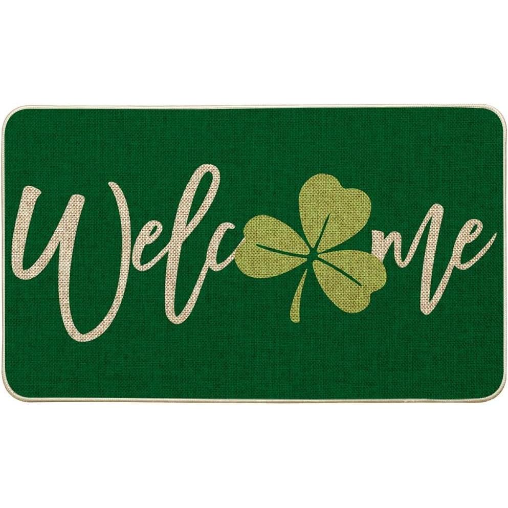 imageArtoid Mode Green Shamrock Welcome St Patricks Day Doormat Spring Home Decor LowProfile Switch Rug Door Mat Floor Mat for Indoor Outdoor 17x29 Inch