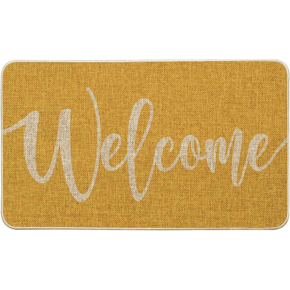 imageArtoid Mode Green Welcome Spring Doormat Home Summer Decor Switch Rug Door Mat Floor Mat 17x29 InchYellow Welcome