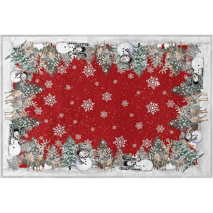 imageArtoid Mode Grey Snowman Deer Tree Christmas Area Rug Winter Home Decor LowProfile Washable Area Rugs for Entryway Bedroom Living Room Laundry Room Indoor 5x7 FeetRed Snowman