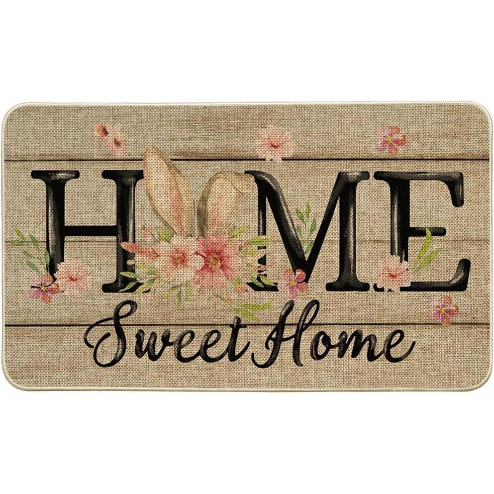 imageArtoid Mode Home Sweet Home Bunny Flowers Easter Doormat Home Decor LowProfile Switch Rug Door Mat Floor Mat for Indoor Outdoor 17x29 Inch