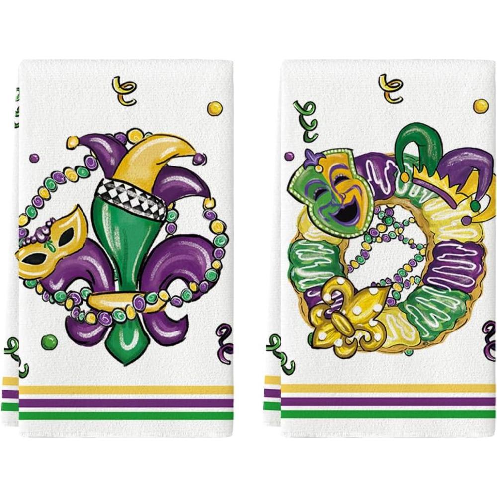 imageArtoid Mode Iris Jewelry Mask Mardi Gras Kitchen Towels Dish Towels 18x26 Inch Seasonal Decoration Hand Towels Set of 2