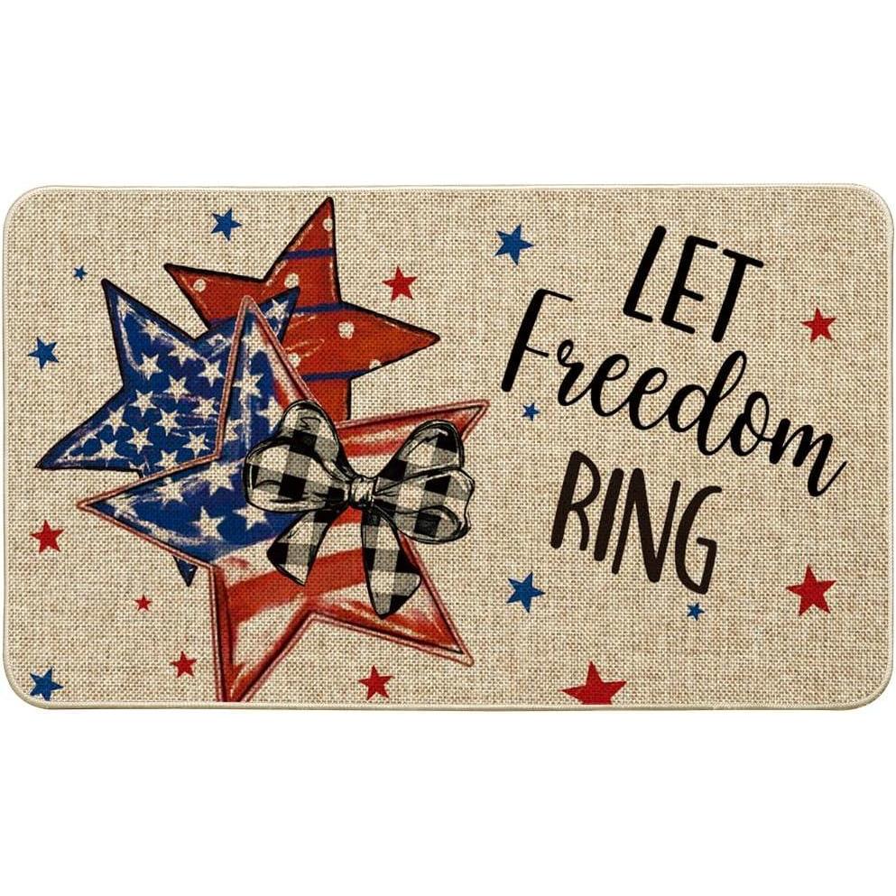 imageArtoid Mode Let Freedom Ring Star Patriotic 4TH of July Doormat Memorial Day Home Decor LowProfile Switch Rug Door Mat Floor Mat for Indoor Outdoor 17x29 Inch