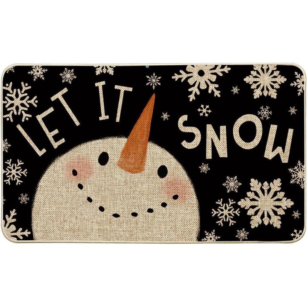 imageArtoid Mode Let It Snow Snowman Christmas Decorative Doormat Black Seasonal Winter Xmas Holiday LowProfile Floor Mat Switch Mat for Indoor Outdoor 17 x 29 InchBlack