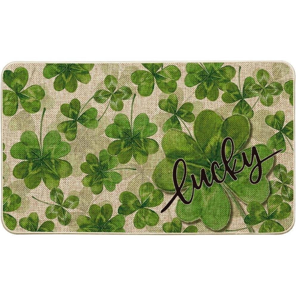imageArtoid Mode Lucky Shamrock Clover St Patricks Day Doormat Home Decor LowProfile Switch Rug Door Mat Floor Mat for Indoor Outdoor 17x29 Inch
