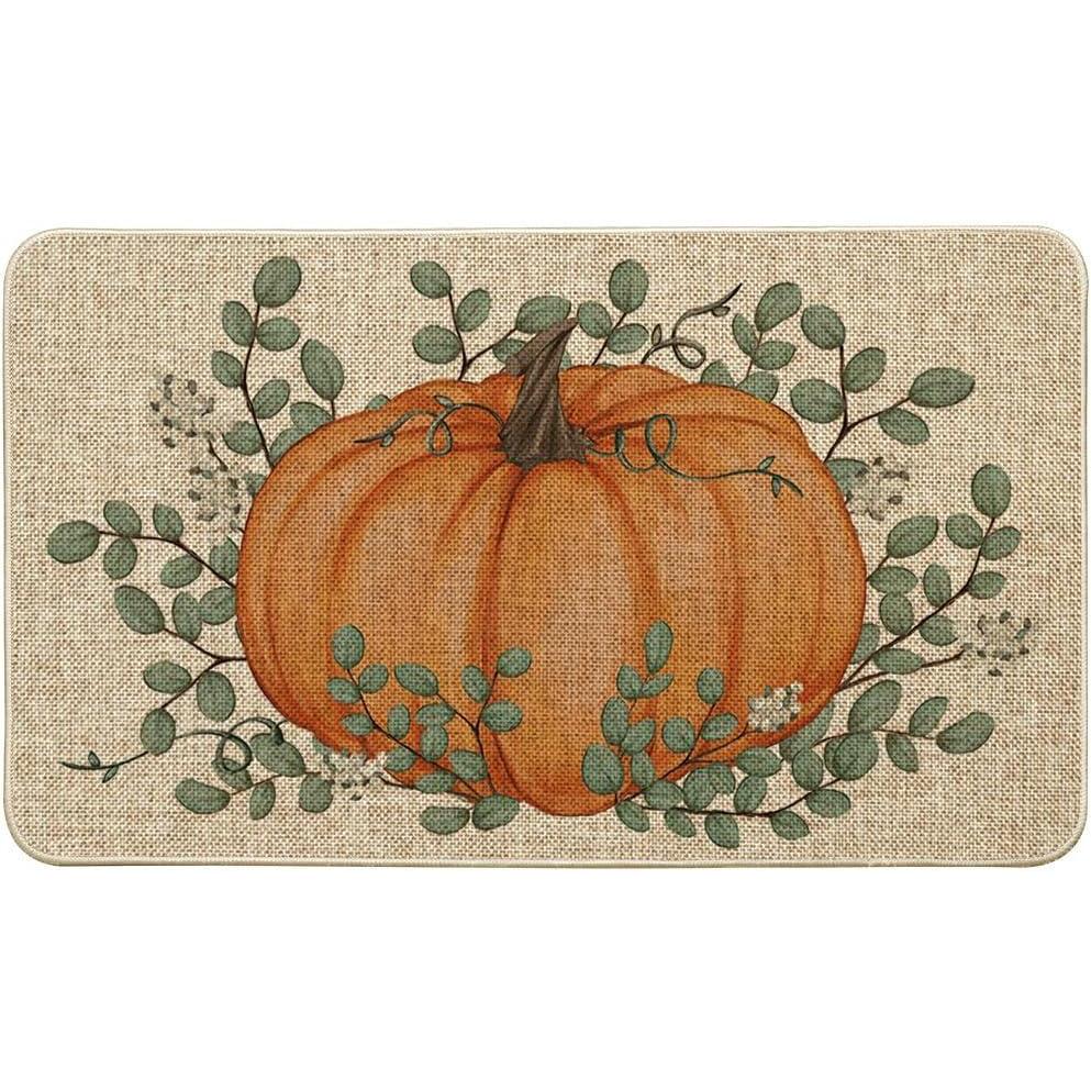 imageArtoid Mode Orange Pumpkin Eucalyptus Fall Doormat Autumn Home Decor LowProfile Switch Rug Door Mat Floor Mat for Indoor Outdoor 17x29 InchOrange
