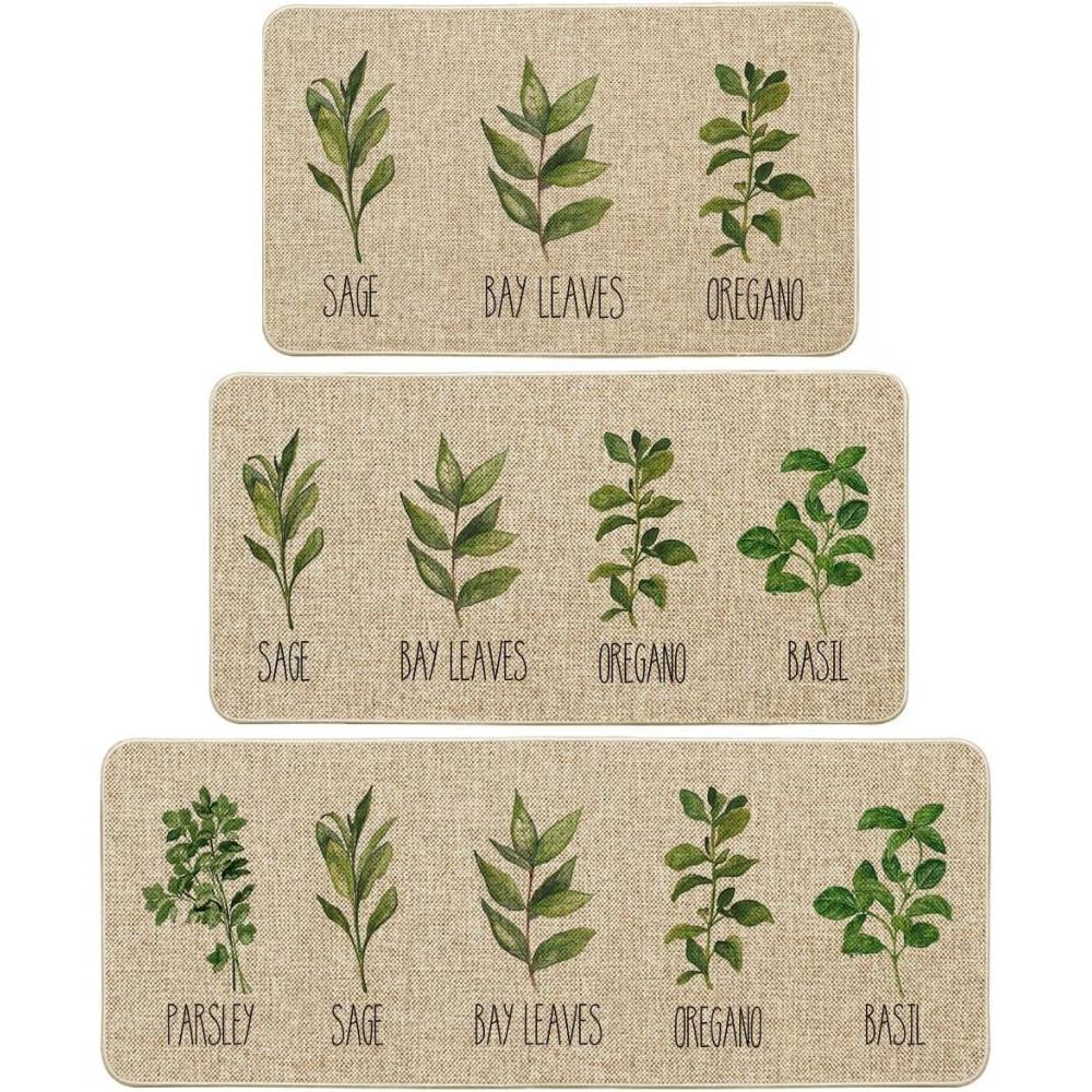 imageArtoid Mode Parsley Sage Oregano Basil Bay Leaves Decorative Kitchen Mats Set of 2 Seasonal Holiday Party LowProfile Floor Mat for Home Kitchen 17x29 and 17x47 Inch17x2917x3617x47
