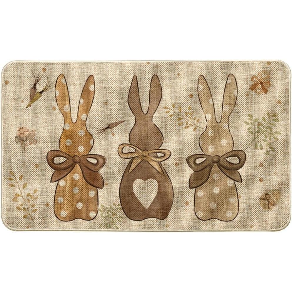 imageArtoid Mode Rabbit Carrots Eggs Happy Easter Doormat Seasonal Spring Home Decor LowProfile Switch Rug Door Mat Floor Mat for Indoor Outdoor 17x29 Inch