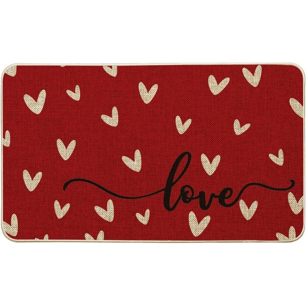 imageArtoid Mode Red Love Valentines Welcome Decorative Doormat Seasonal Anniversary Wedding LowProfile Rug Switch Mat for Indoor Outdoor 17x29 Inch