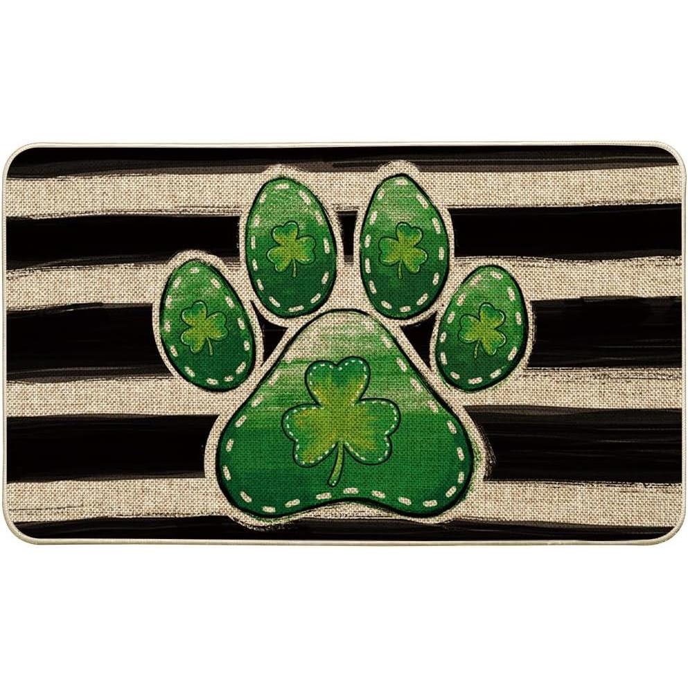 imageArtoid Mode Stripes Paw Print St Patricks Day Doormat Home Decor LowProfile Switch Rug Door Mat Floor Mat for Indoor Outdoor 17x29 Inch