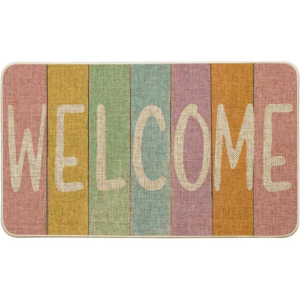 imageArtoid Mode Stripes Welcome Easter Doormat Seasonal Spring Home Decor LowProfile Switch Rug Door Mat Floor Mat for Indoor Outdoor 17x29 Inch