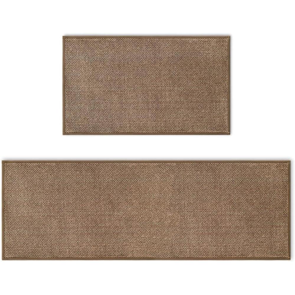 imageArtoid Mode Washable Non Slip Kitchen Rugs and Mats Set of 2 Rubber Backing Absorbent Kitchen Mats for Floor Front of Sink  17x29 and 17x47 InchCoffee