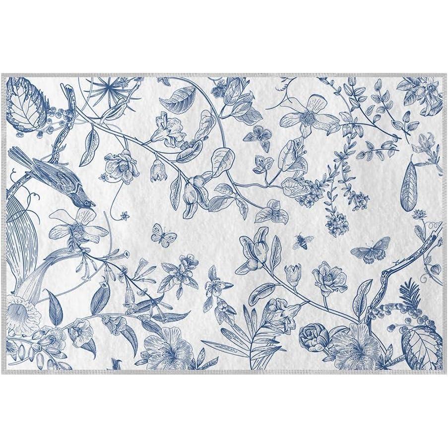 imageArtoid Mode Wild Floral Antique Herbs Area Rug Home Decor LowProfile Area Rugs for Entryway Bedroom Living Room Laundry Room Indoor 5x7 FeetSketchflower