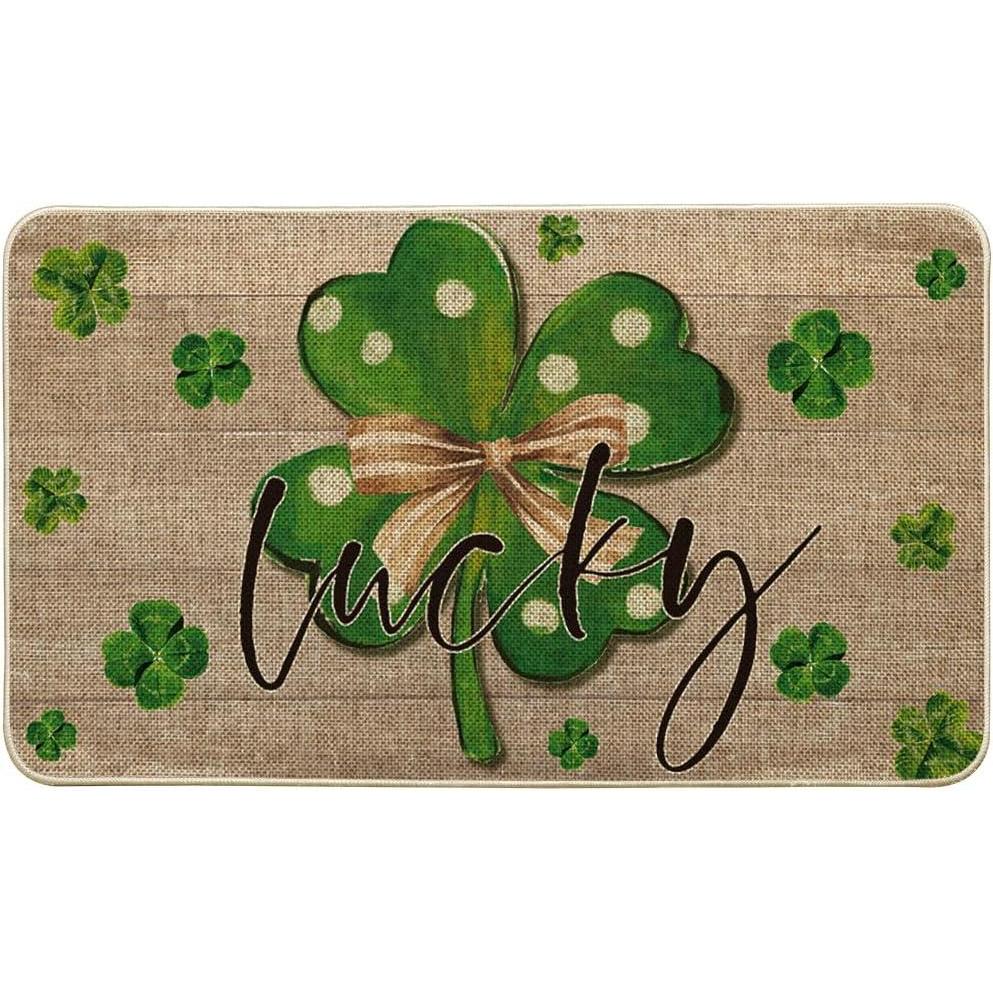 imageArtoid Mode Wood Lucky Shamrock St Patricks Day Doormat Home Decor LowProfile Switch Rug Door Mat Floor Mat for Indoor Outdoor 17x29 Inch