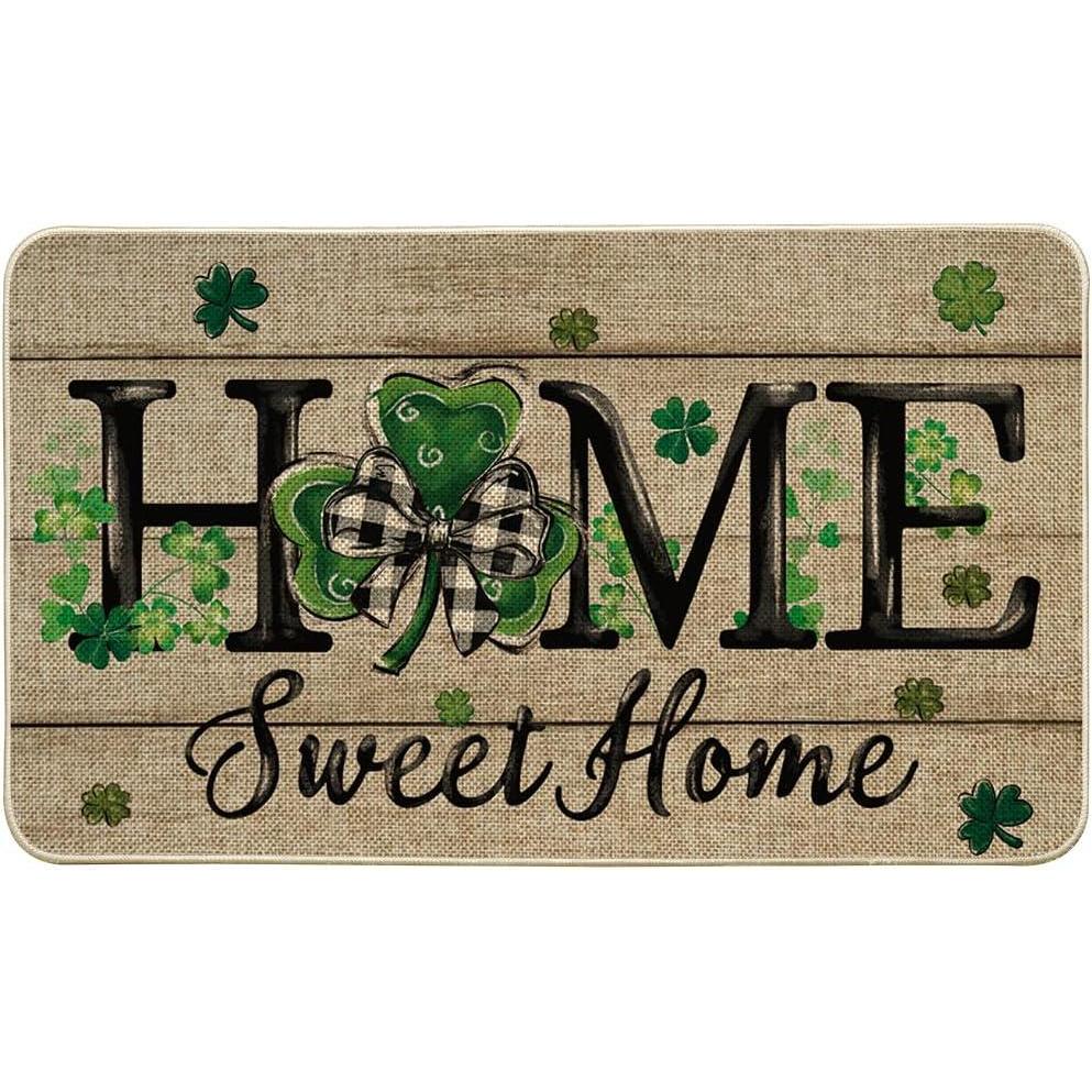 imageArtoid Mode Wood Shamrock Home Sweet Home St Patricks Day Doormat Home Decor LowProfile Switch Rug Door Mat Floor Mat for Indoor Outdoor 17x29 Inch