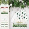 Artoid Mode 24 Pack Bird Xmas Tree Forest Christmas Thank You Cards Gift With Envelope Sticker Blank Note Greeting Cards, 4 x 6 Inch(Green)