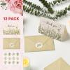 Artoid Mode 24 Pack Fall Wildflower Thank You Cards Floral Leaves Gift With Envelope Sticker Blank Note Cards for Birthday Wedding Baby Shower Bridal Shower, 4 x 6 Inch(Brown)