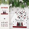 Artoid Mode 24 Pack Merry Christmas Thank You Cards Star Red Black Xmas Tree Greeting Cards Gift With Envelope Sticker Blank Note Cards for Birthday Wedding Baby Shower Bridal Shower, 4 x 6 Inch(Red/Black)