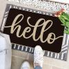 Artoid Mode Balck Hello Halloween Doormat, Home Decor Low-Profile Switch Rug Door Mat Floor Mat for Indoor Outdoor 17×29 Inch(Black)