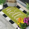 Artoid Mode Balck Hello Halloween Doormat, Home Decor Low-Profile Switch Rug Door Mat Floor Mat for Indoor Outdoor 17×29 Inch(Green)