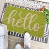 Artoid Mode Balck Hello Halloween Doormat, Home Decor Low-Profile Switch Rug Door Mat Floor Mat for Indoor Outdoor 17×29 Inch(Green)
