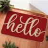 Artoid Mode Balck Hello Halloween Doormat, Home Decor Low-Profile Switch Rug Door Mat Floor Mat for Indoor Outdoor 17×29 Inch(Red)