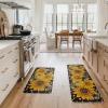 Artoid Mode Bee Sunflower Daisy Spring Kitchen Mats Set of 2, Black Summer Home Decor Low-Profile Kitchen Rugs for Floor – 17×29 and 17×47 Inch(Black)
