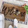 Artoid Mode Bee Welcome Spring Doormat, Home Summer Decor Low-Profile Switch Rug Door Mat Floor Mat for Indoor Outdoor 17×29 Inch(Brown)